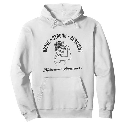 Melanoma Support Strong Woman Hoodie Brave Strong Resilient Warrior