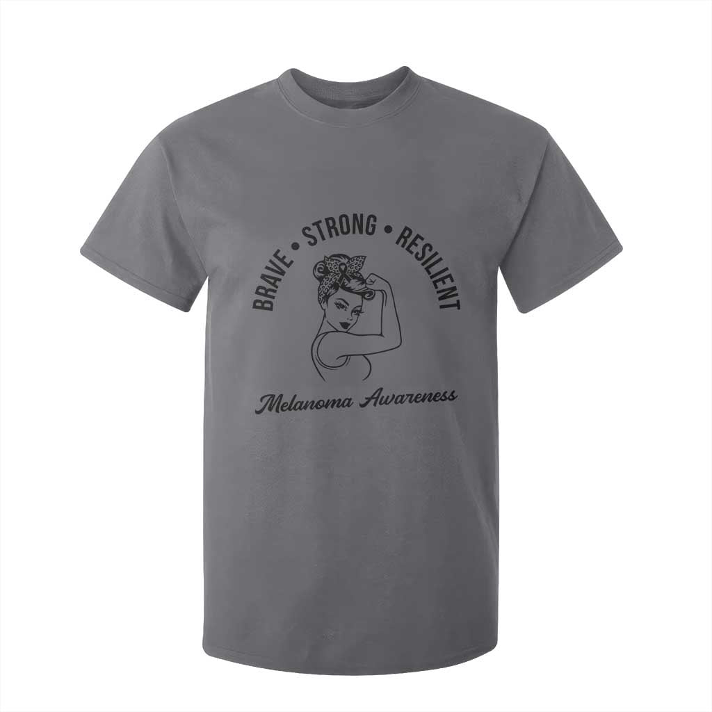 Melanoma Support Strong Woman T Shirt For Kid Brave Strong Resilient Warrior