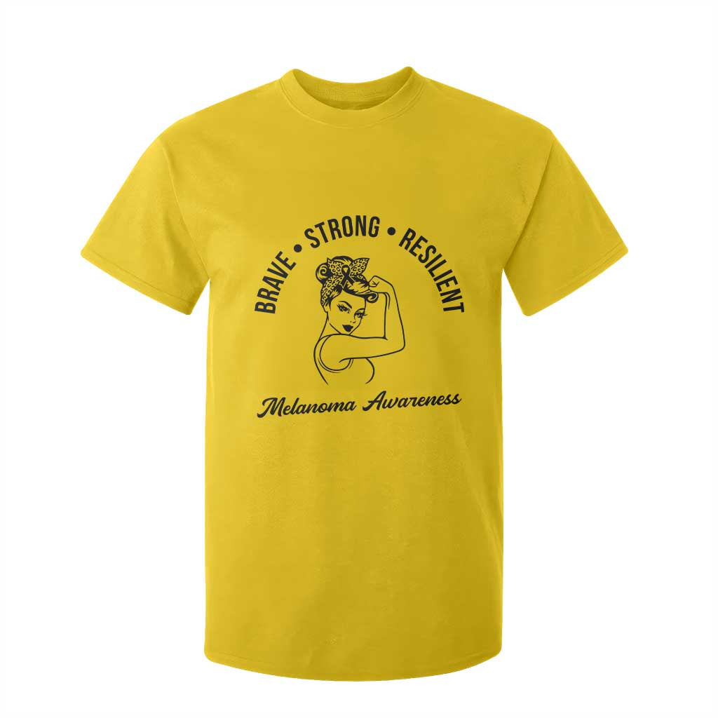 Melanoma Support Strong Woman T Shirt For Kid Brave Strong Resilient Warrior