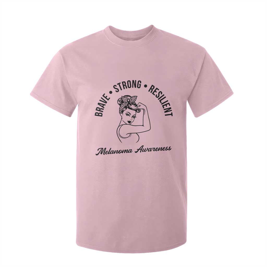 Melanoma Support Strong Woman T Shirt For Kid Brave Strong Resilient Warrior