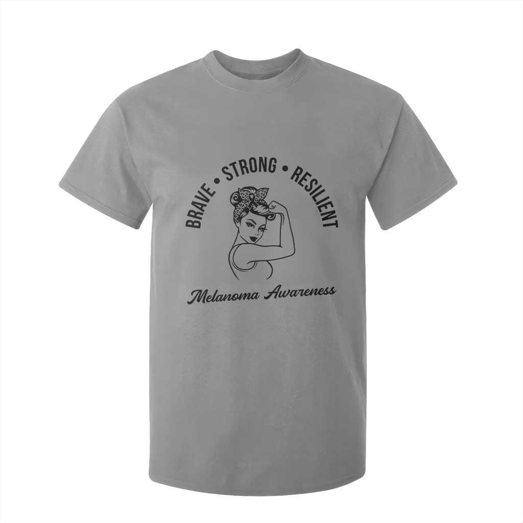 Melanoma Support Strong Woman T Shirt For Kid Brave Strong Resilient Warrior