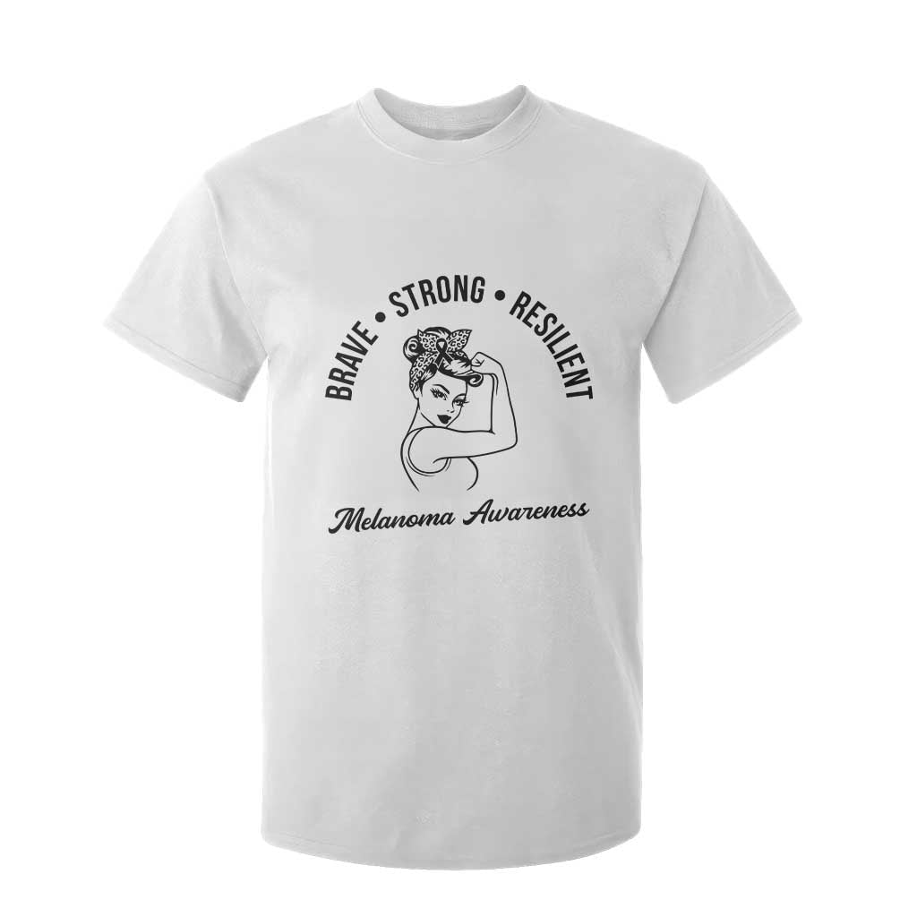 Melanoma Support Strong Woman T Shirt For Kid Brave Strong Resilient Warrior