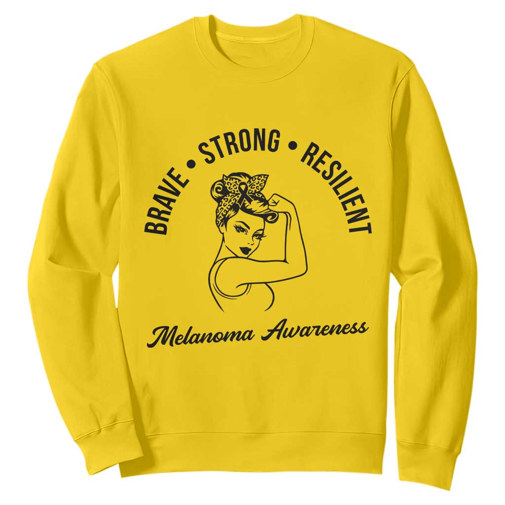 Melanoma Support Strong Woman Sweatshirt Brave Strong Resilient Warrior