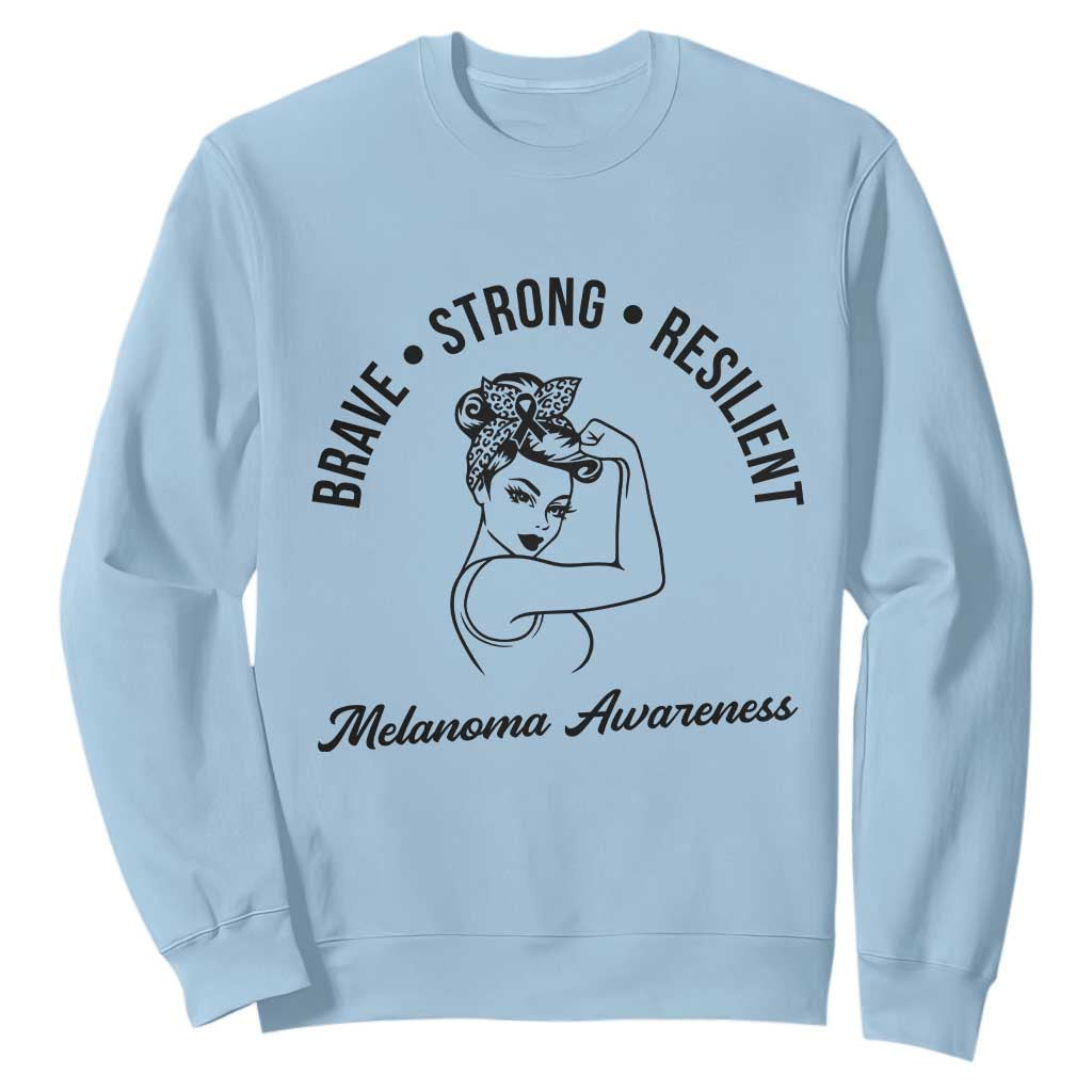 Melanoma Support Strong Woman Sweatshirt Brave Strong Resilient Warrior