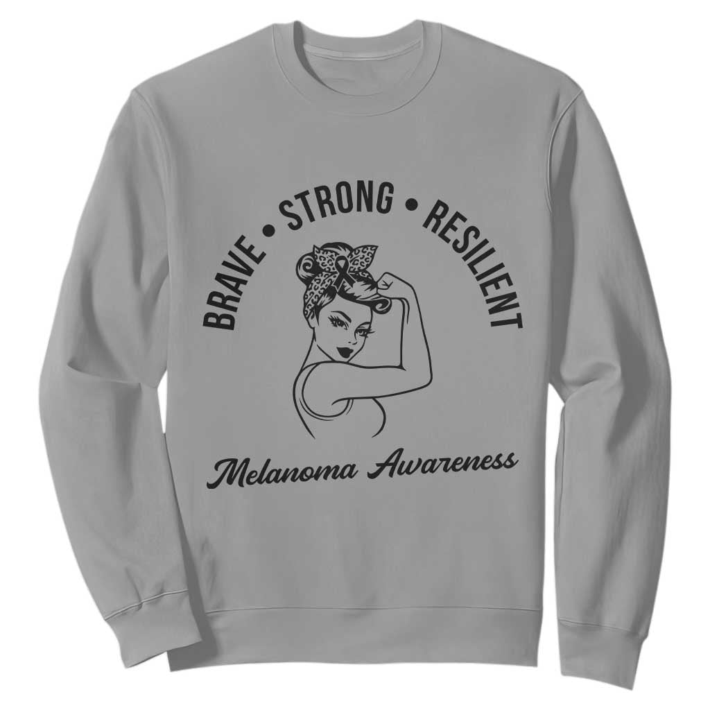 Melanoma Support Strong Woman Sweatshirt Brave Strong Resilient Warrior