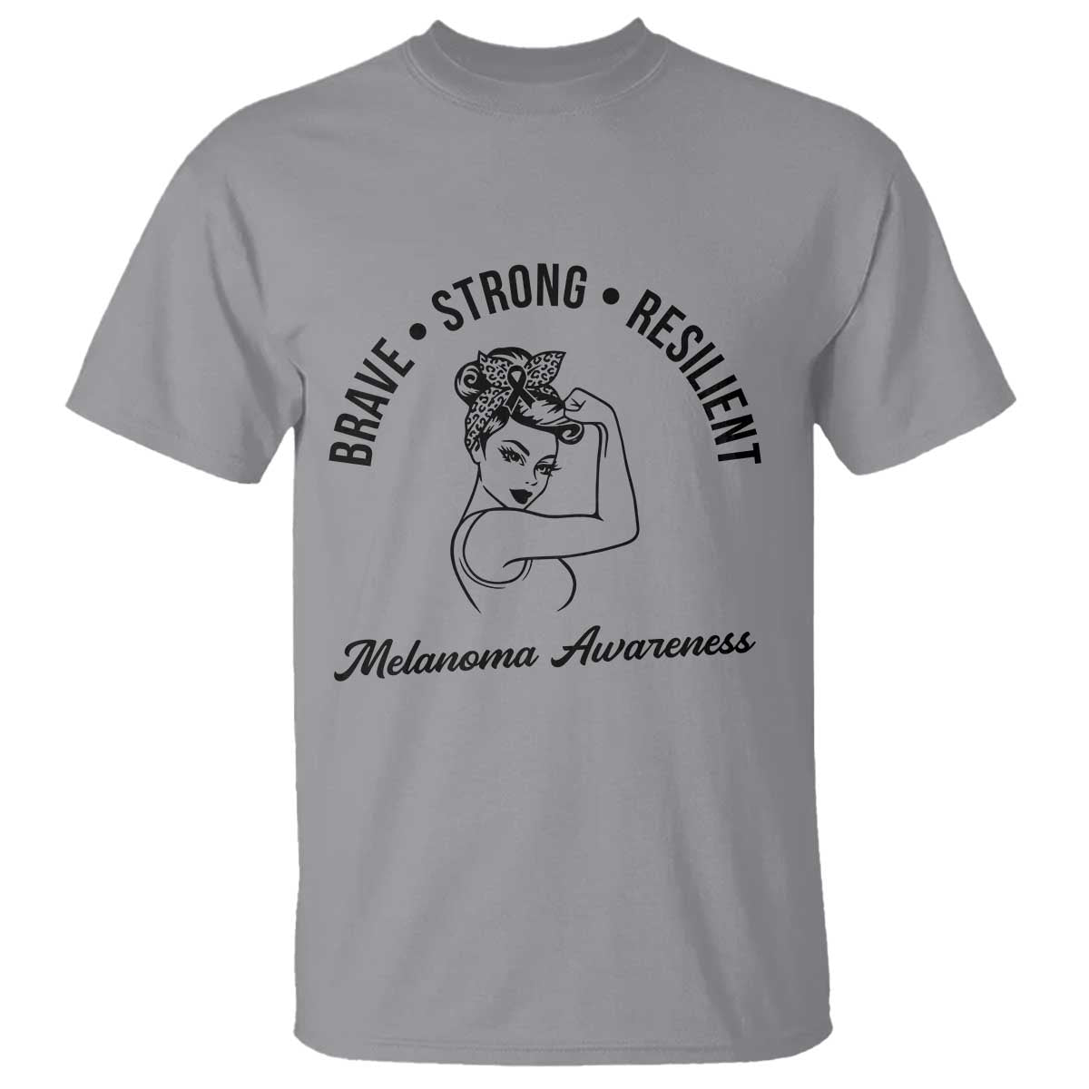 Melanoma Support Strong Woman T Shirt Brave Strong Resilient Warrior