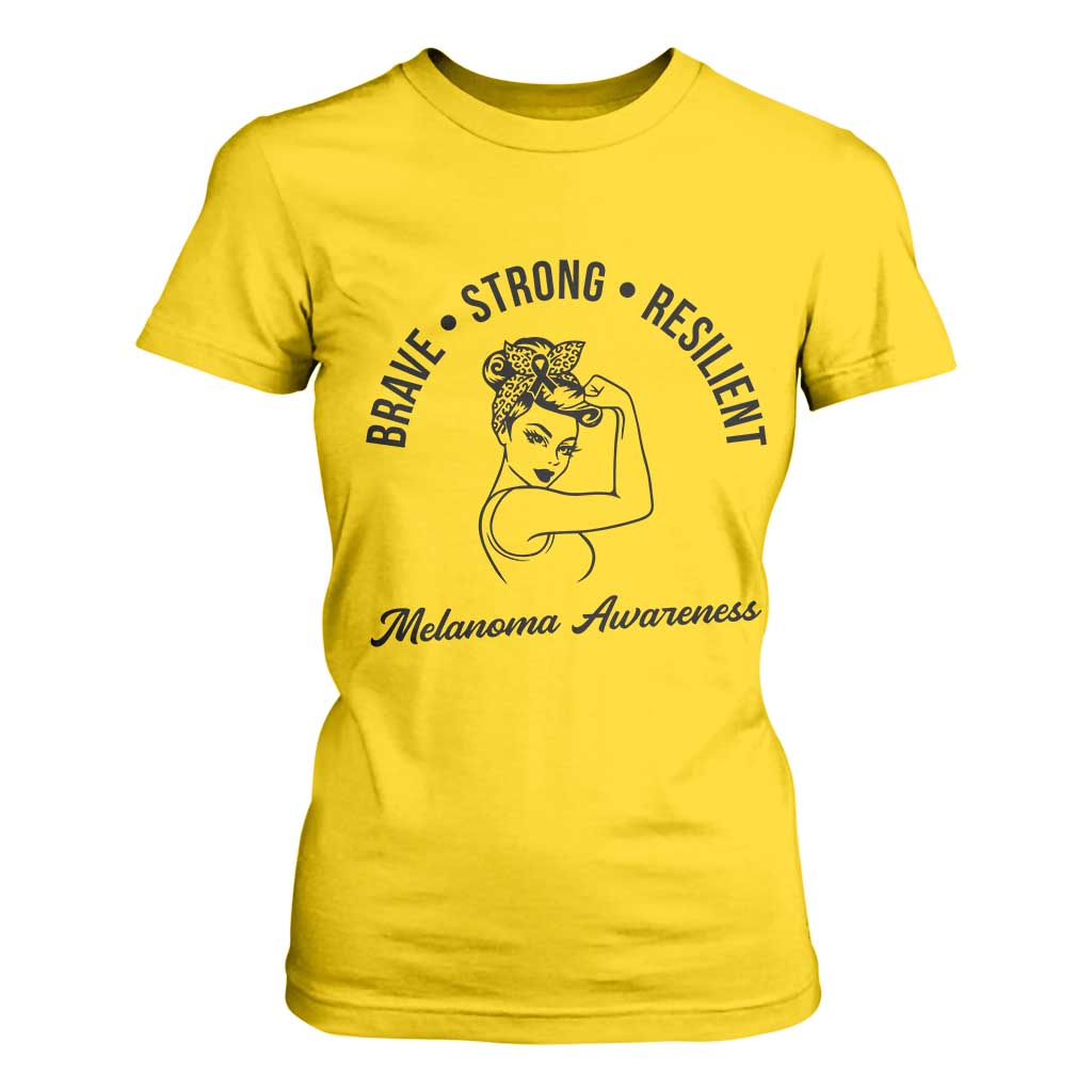 Melanoma Support Strong Woman T Shirt For Women Brave Strong Resilient Warrior