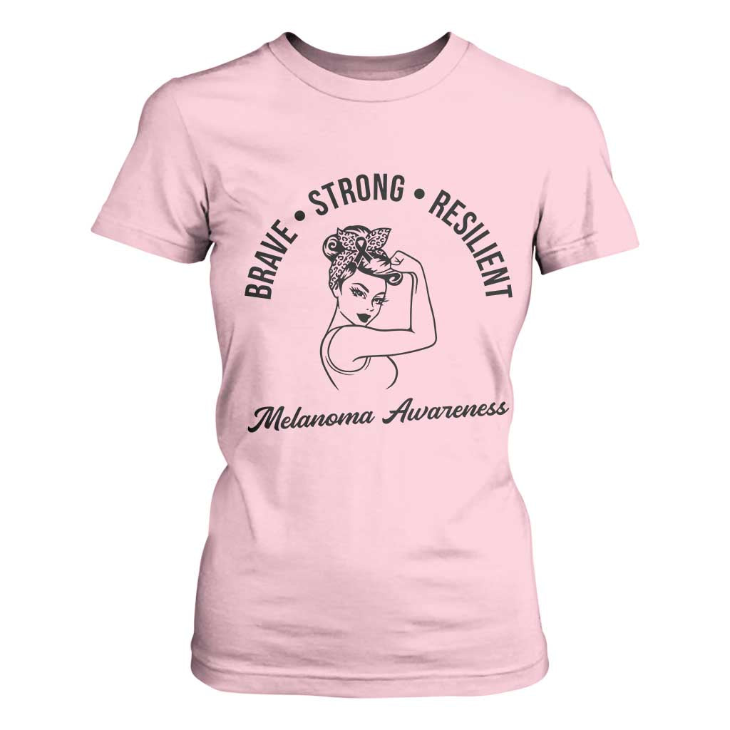 Melanoma Support Strong Woman T Shirt For Women Brave Strong Resilient Warrior
