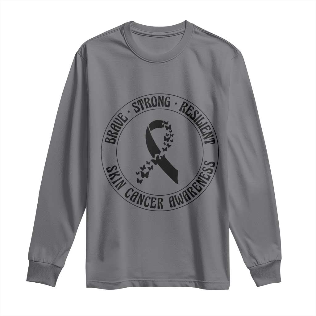 Melanoma Support Long Sleeve Shirt Brave Strong Resilient Warrior