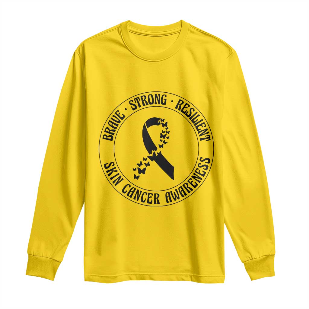 Melanoma Support Long Sleeve Shirt Brave Strong Resilient Warrior