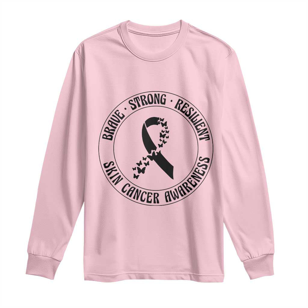 Melanoma Support Long Sleeve Shirt Brave Strong Resilient Warrior