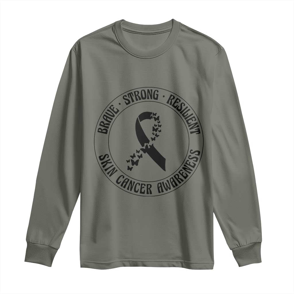 Melanoma Support Long Sleeve Shirt Brave Strong Resilient Warrior