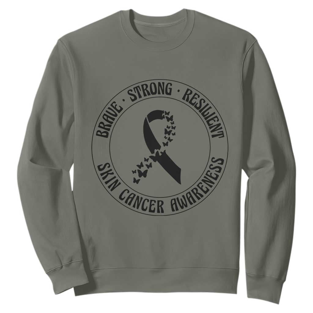 Melanoma Support Sweatshirt Brave Strong Resilient Warrior
