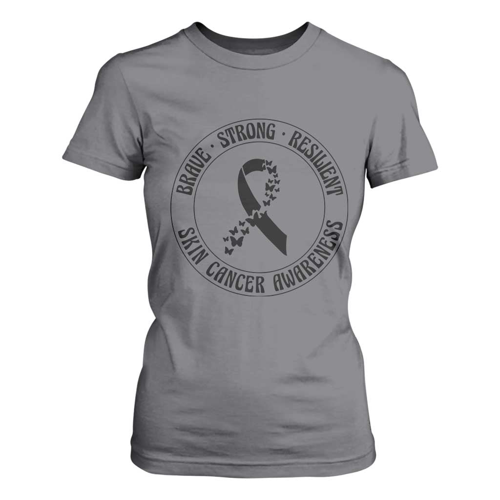 Melanoma Support T Shirt For Women Brave Strong Resilient Warrior