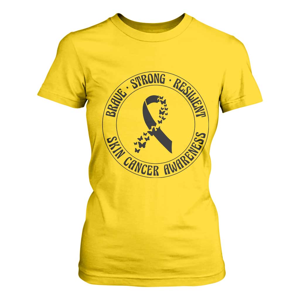 Melanoma Support T Shirt For Women Brave Strong Resilient Warrior