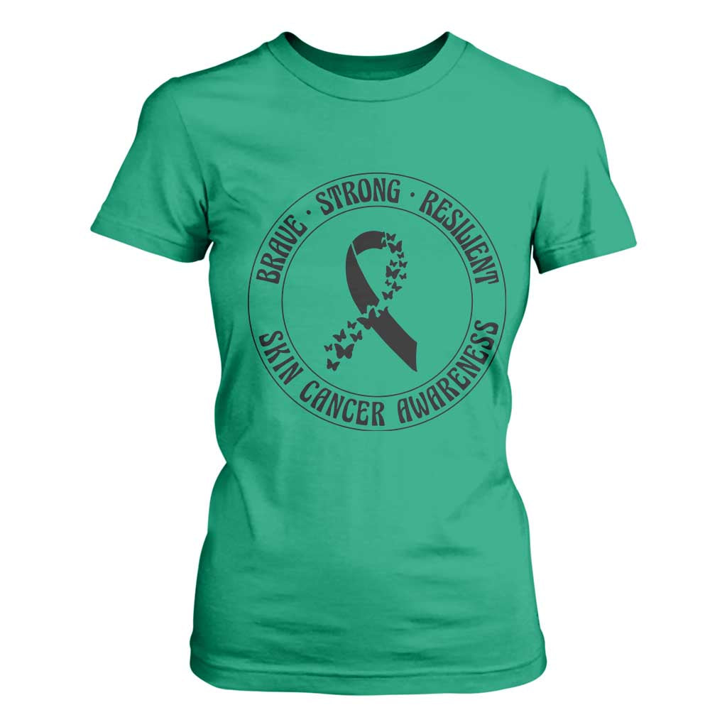 Melanoma Support T Shirt For Women Brave Strong Resilient Warrior