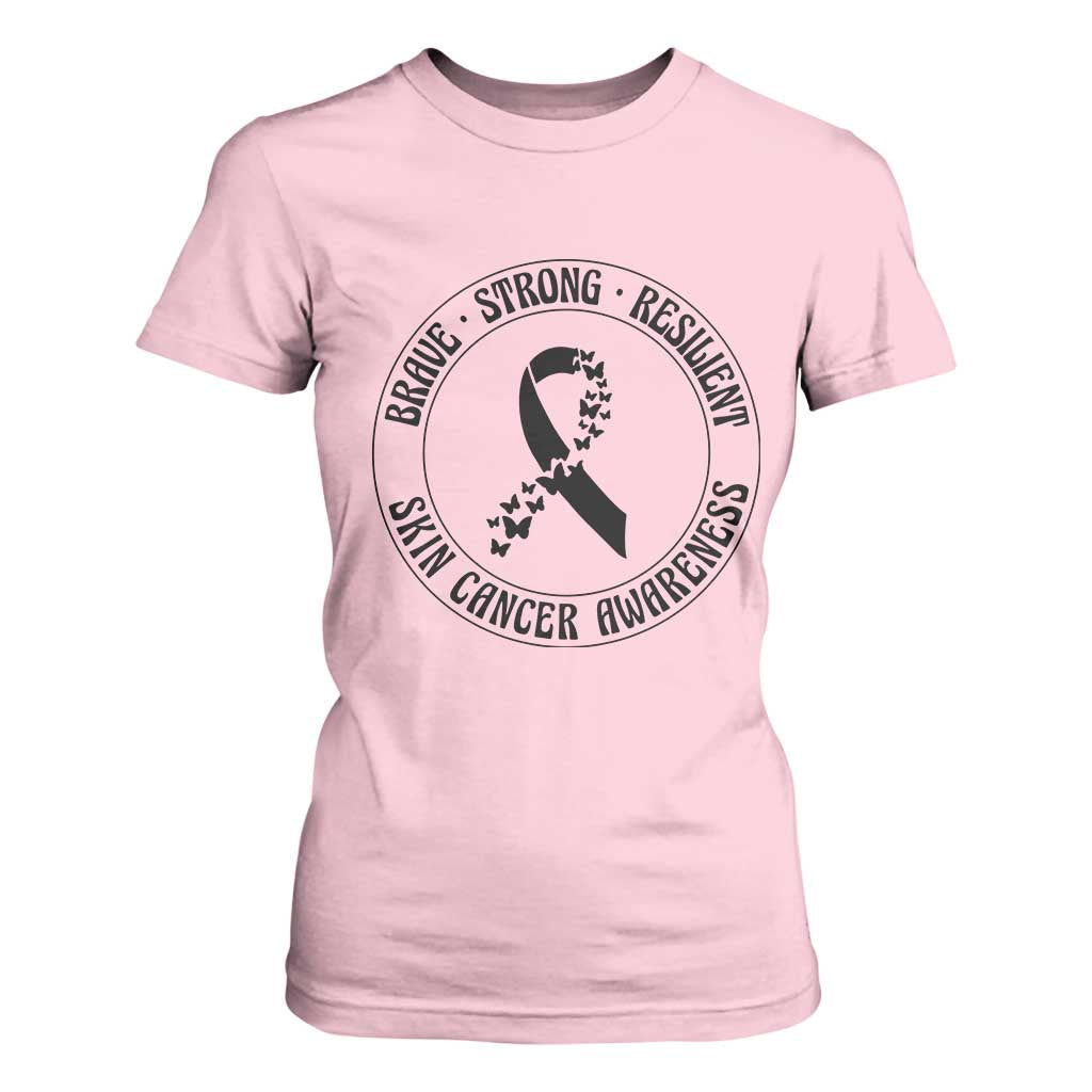 Melanoma Support T Shirt For Women Brave Strong Resilient Warrior