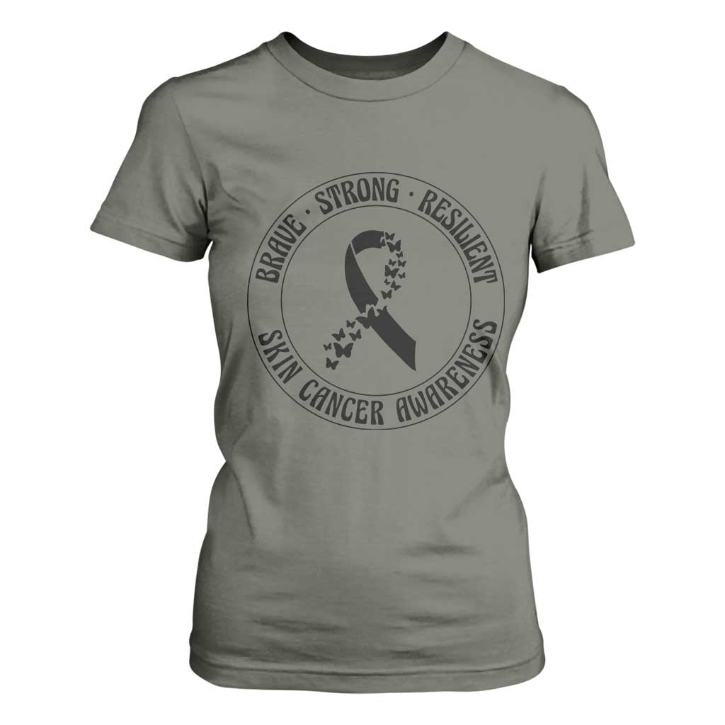 Melanoma Support T Shirt For Women Brave Strong Resilient Warrior