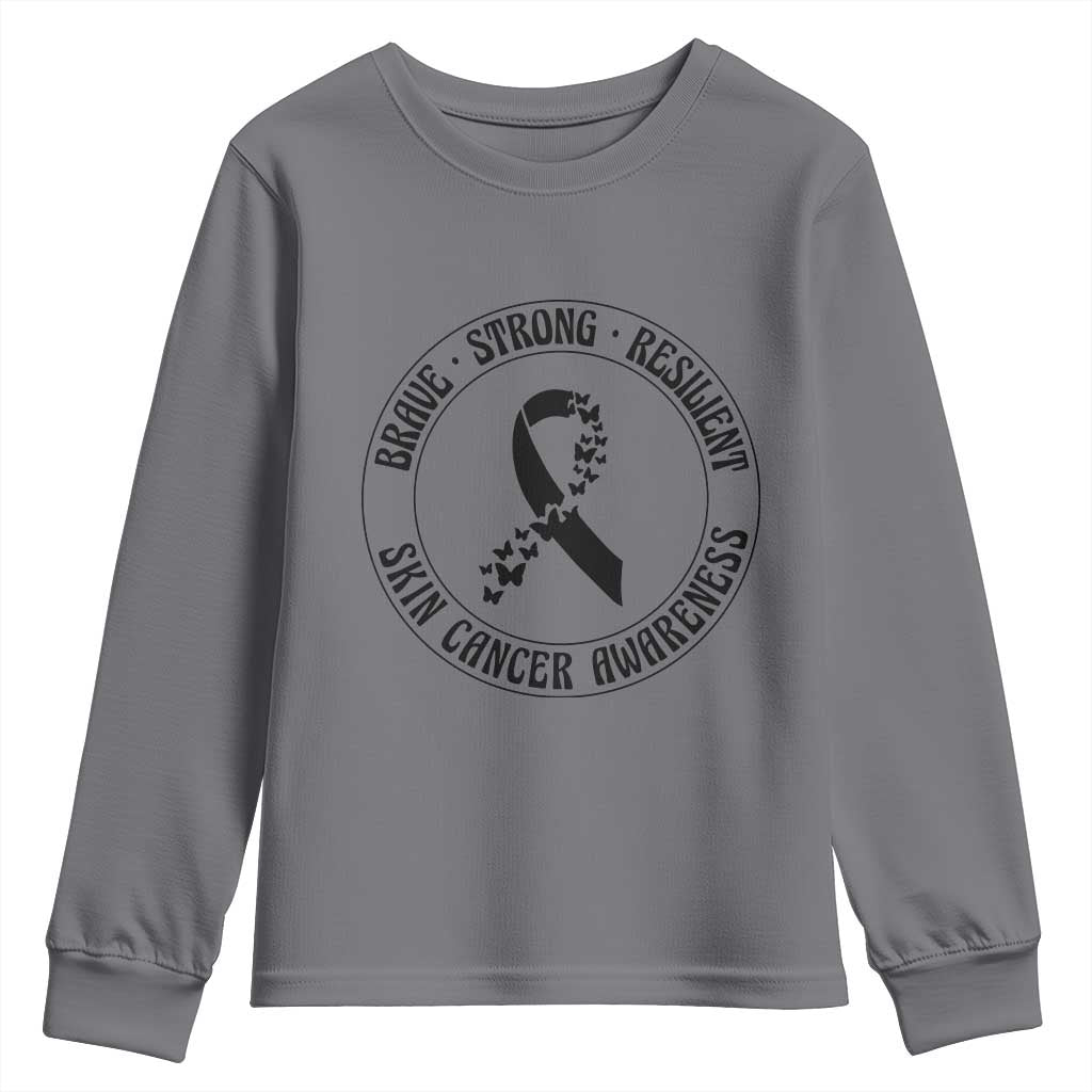 Melanoma Support Youth Sweatshirt Brave Strong Resilient Warrior