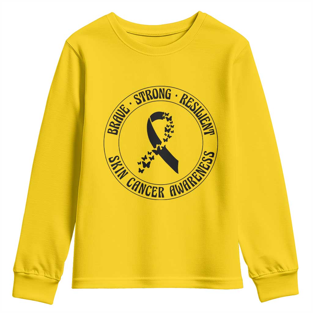 Melanoma Support Youth Sweatshirt Brave Strong Resilient Warrior