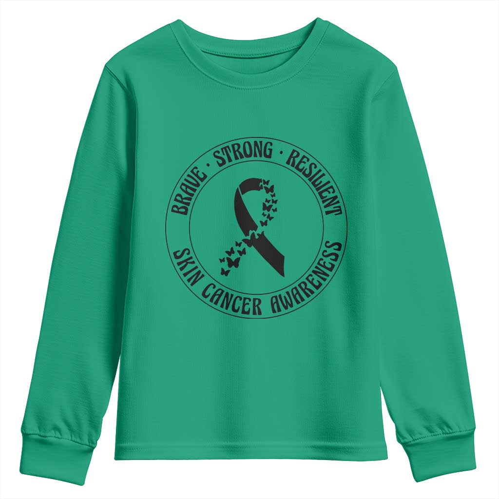 Melanoma Support Youth Sweatshirt Brave Strong Resilient Warrior