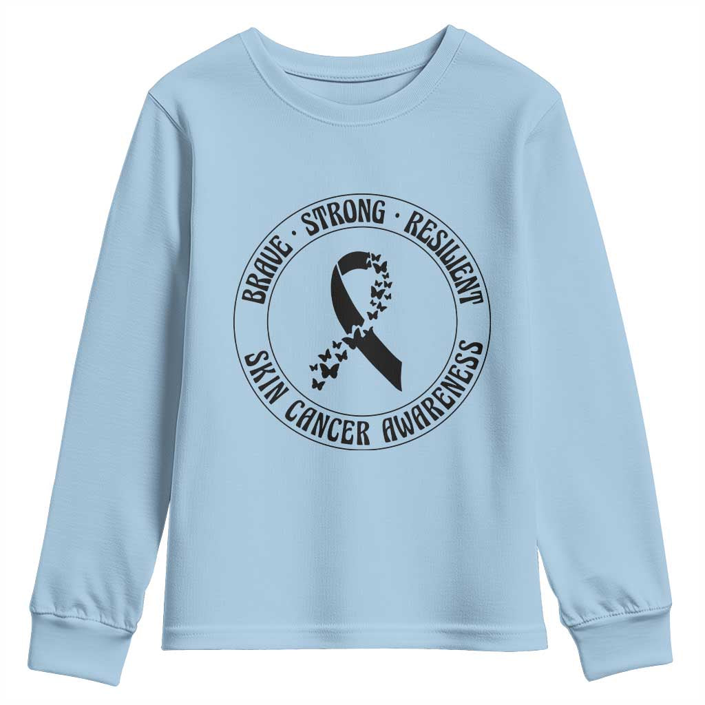 Melanoma Support Youth Sweatshirt Brave Strong Resilient Warrior