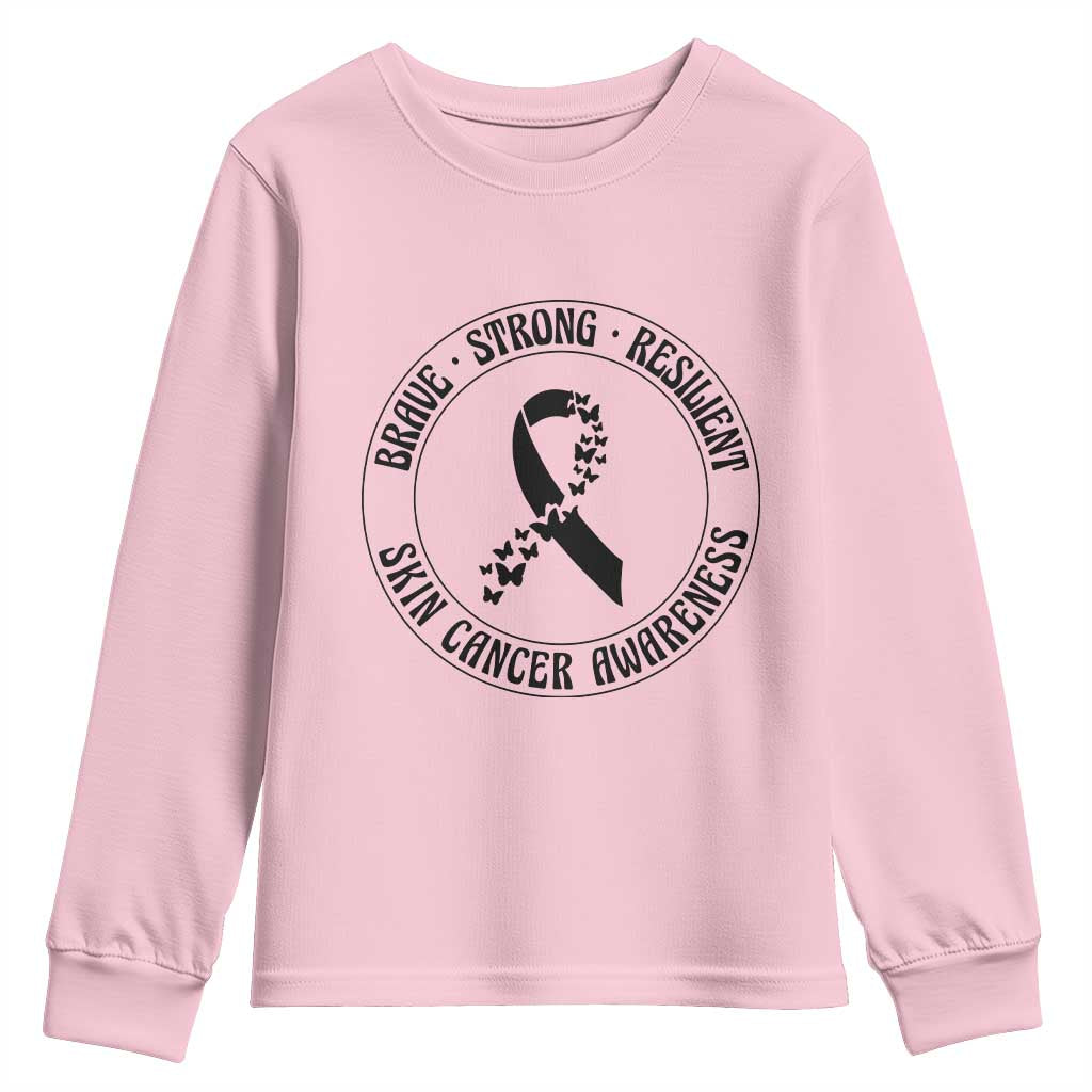 Melanoma Support Youth Sweatshirt Brave Strong Resilient Warrior