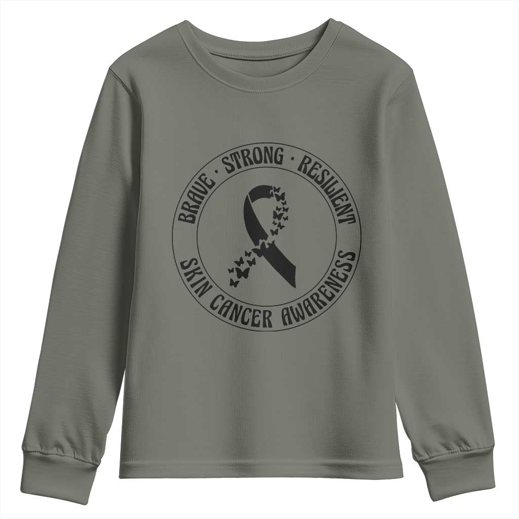 Melanoma Support Youth Sweatshirt Brave Strong Resilient Warrior