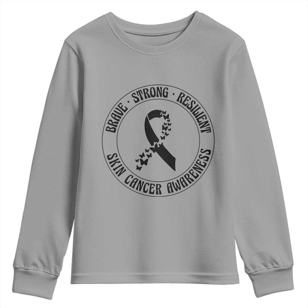 Melanoma Support Youth Sweatshirt Brave Strong Resilient Warrior