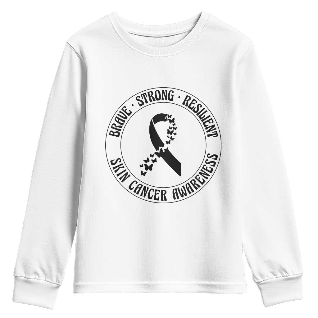 Melanoma Support Youth Sweatshirt Brave Strong Resilient Warrior