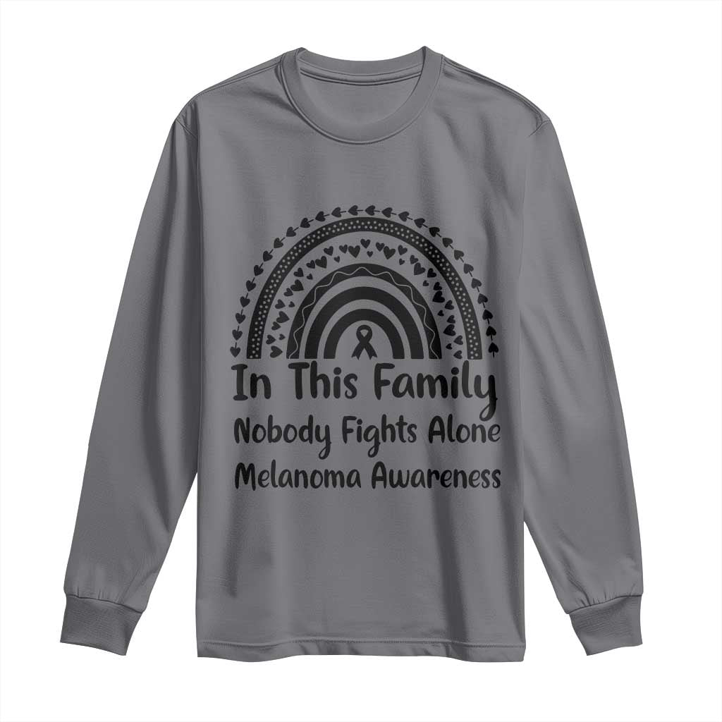 In This Family Nobody Fights Alone Long Sleeve Shirt Melanoma Warrior Support