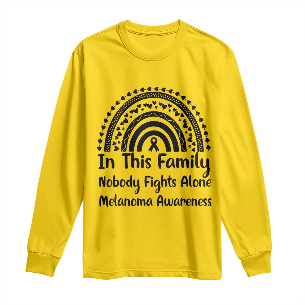 In This Family Nobody Fights Alone Long Sleeve Shirt Melanoma Warrior Support