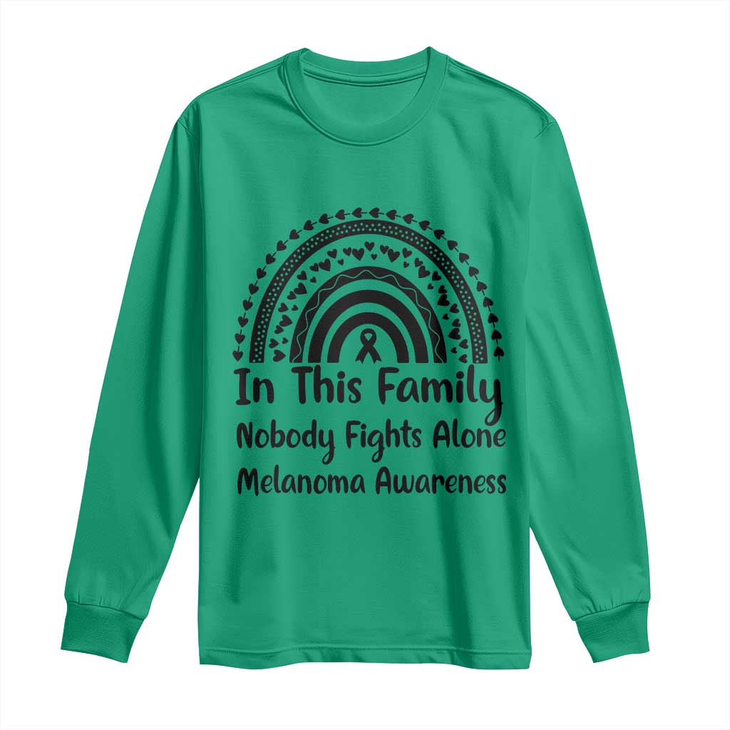 In This Family Nobody Fights Alone Long Sleeve Shirt Melanoma Warrior Support