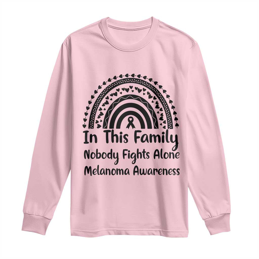 In This Family Nobody Fights Alone Long Sleeve Shirt Melanoma Warrior Support