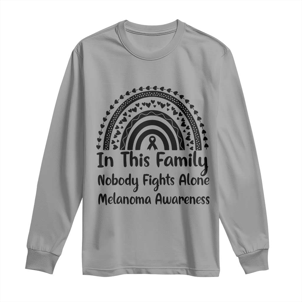 In This Family Nobody Fights Alone Long Sleeve Shirt Melanoma Warrior Support
