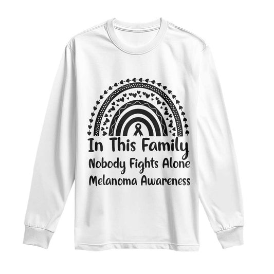 In This Family Nobody Fights Alone Long Sleeve Shirt Melanoma Warrior Support
