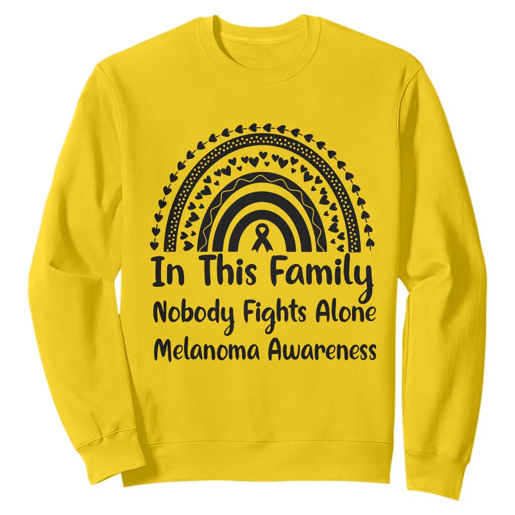 In This Family Nobody Fights Alone Sweatshirt Melanoma Warrior Support