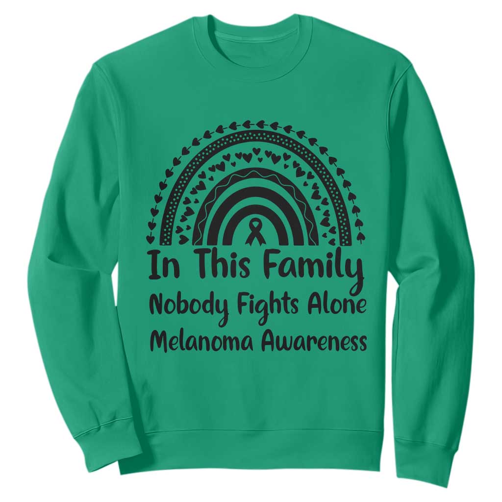 In This Family Nobody Fights Alone Sweatshirt Melanoma Warrior Support