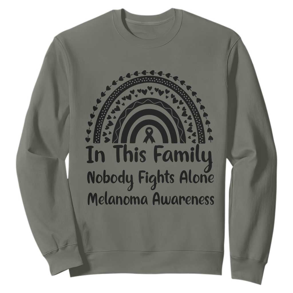 In This Family Nobody Fights Alone Sweatshirt Melanoma Warrior Support