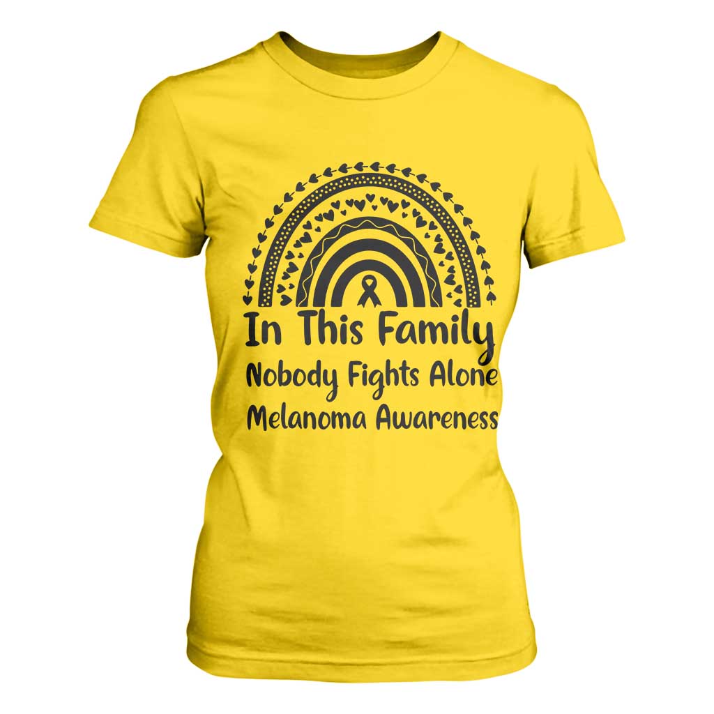 In This Family Nobody Fights Alone T Shirt For Women Melanoma Warrior Support
