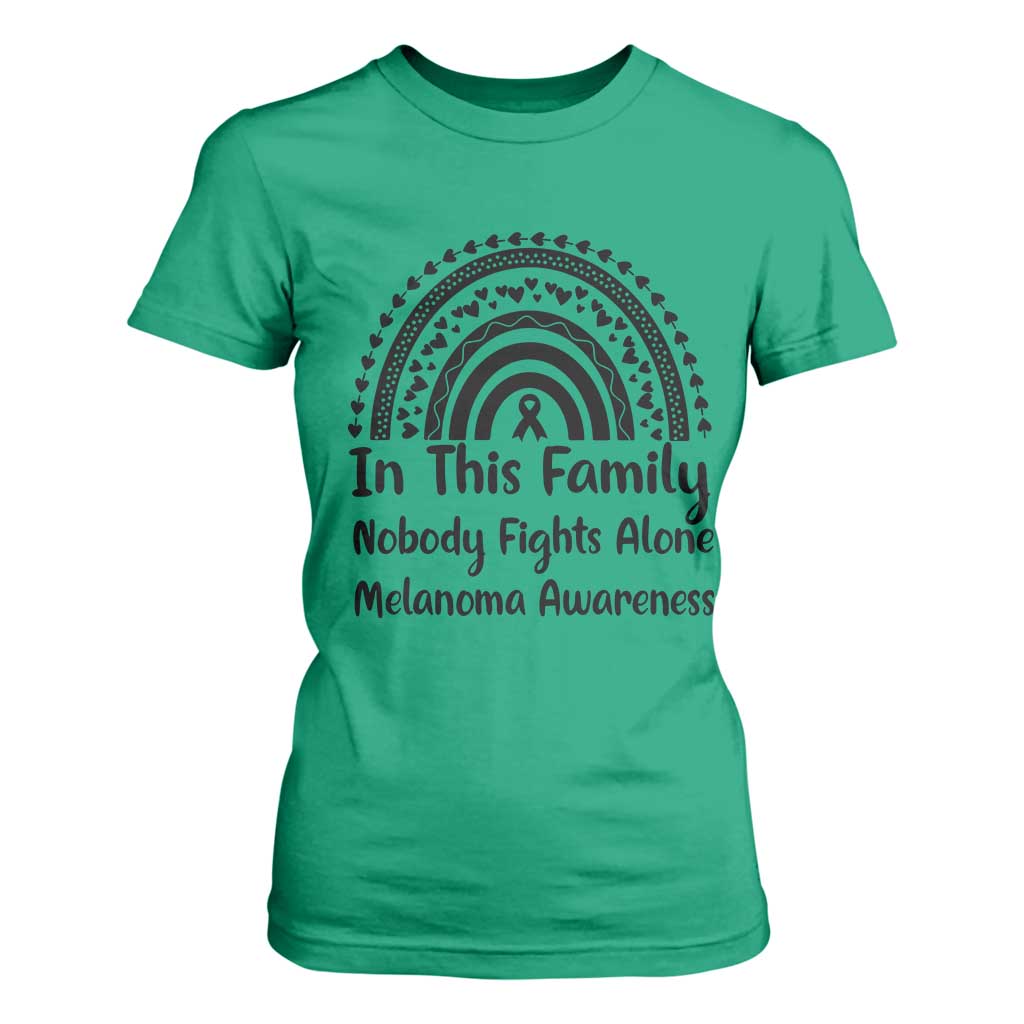 In This Family Nobody Fights Alone T Shirt For Women Melanoma Warrior Support