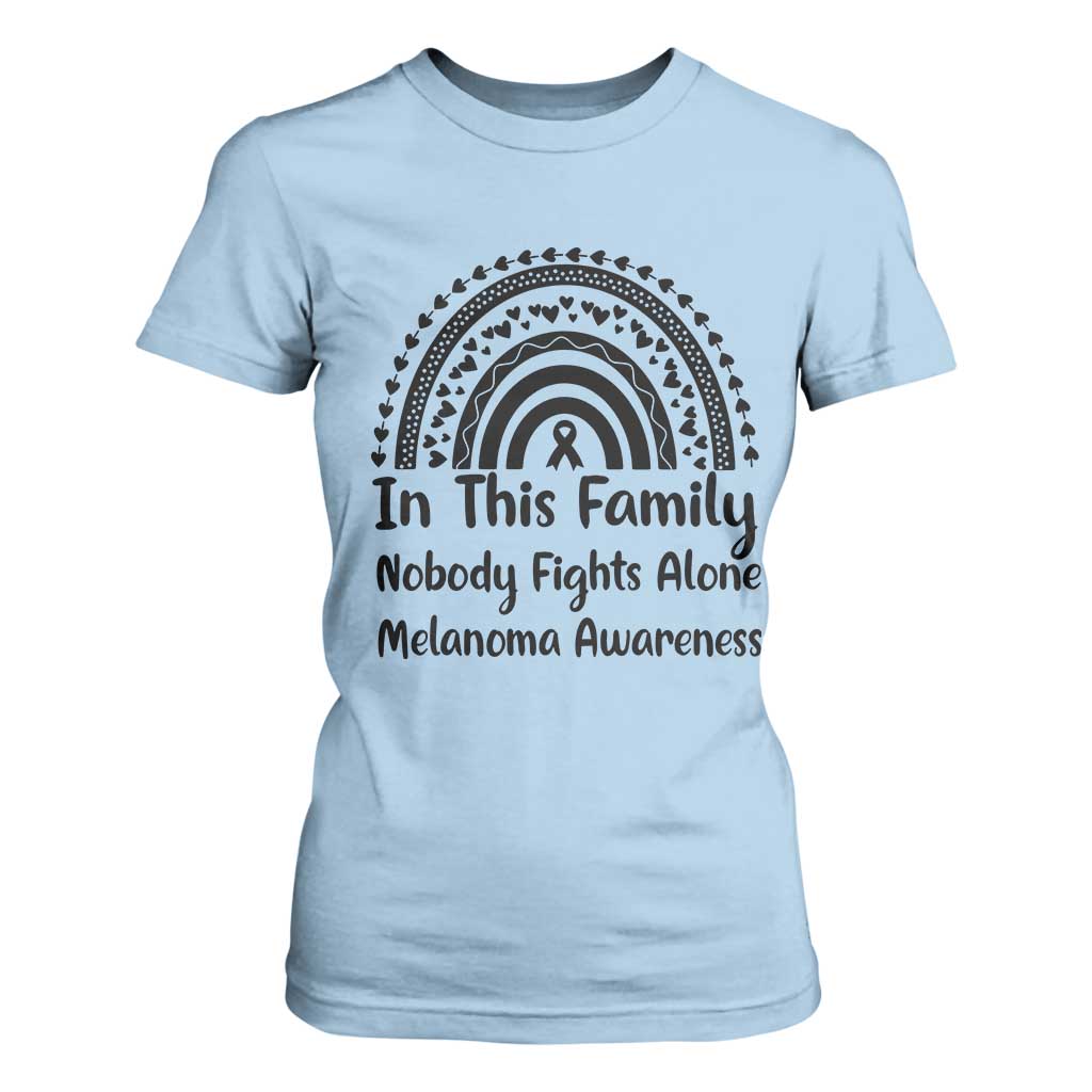 In This Family Nobody Fights Alone T Shirt For Women Melanoma Warrior Support