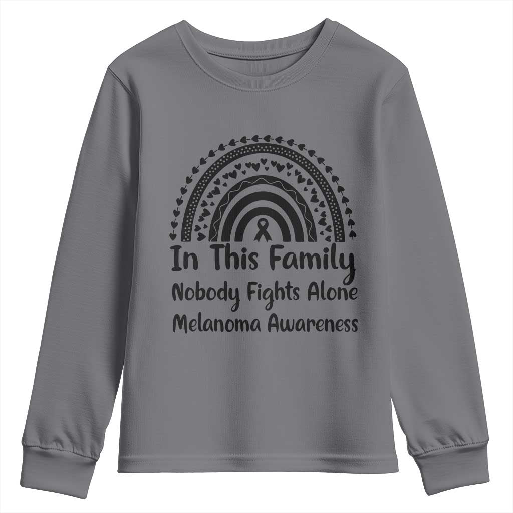 In This Family Nobody Fights Alone Youth Sweatshirt Melanoma Warrior Support
