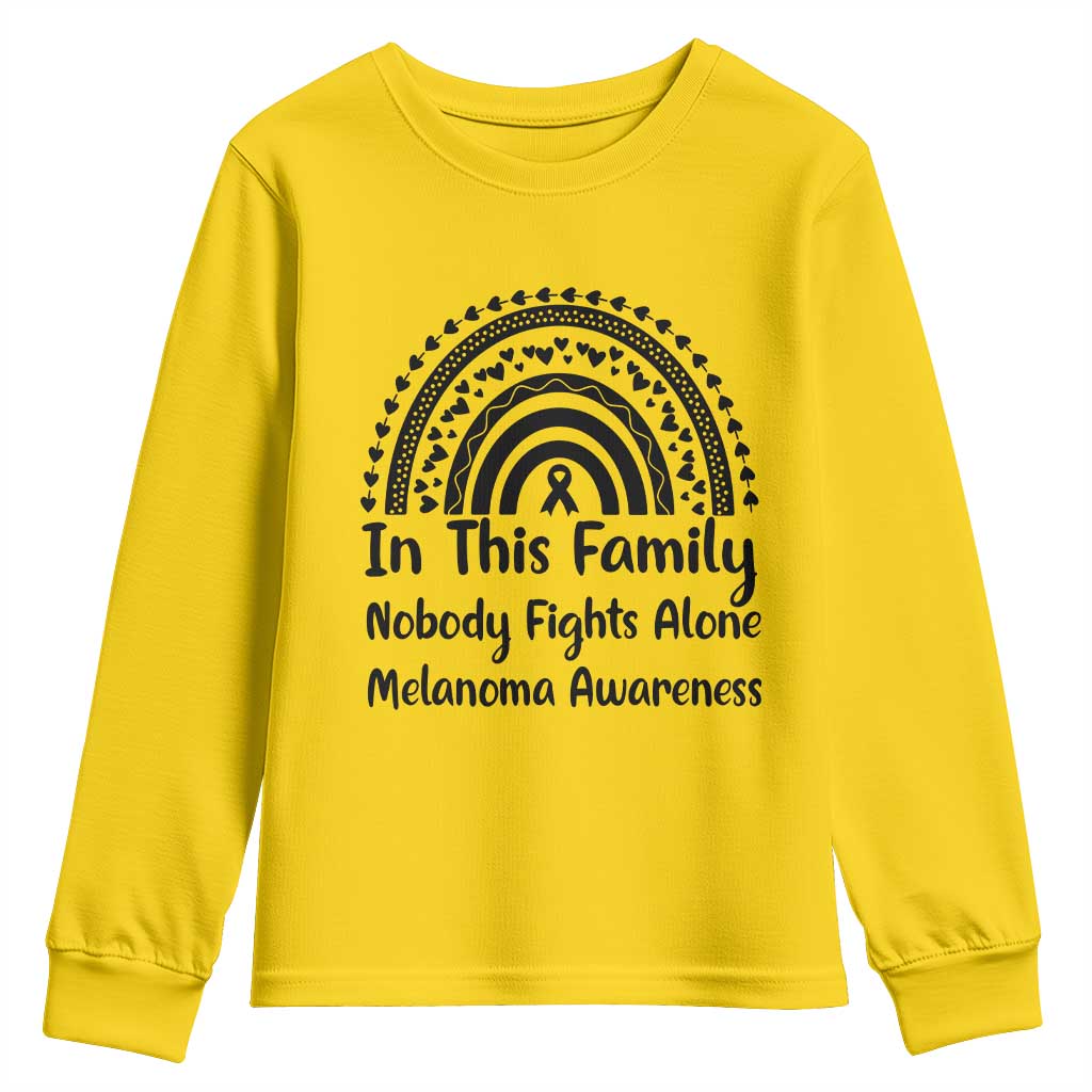 In This Family Nobody Fights Alone Youth Sweatshirt Melanoma Warrior Support