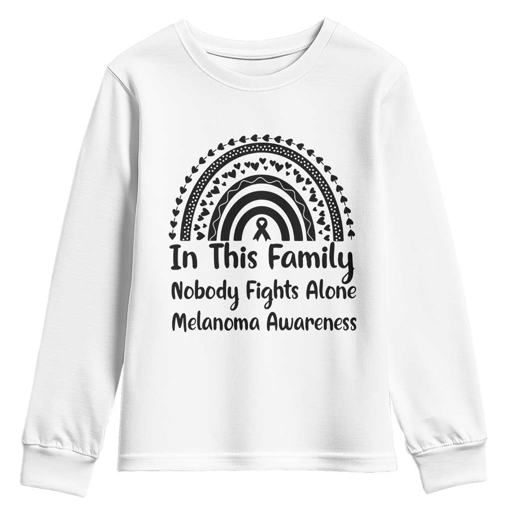 In This Family Nobody Fights Alone Youth Sweatshirt Melanoma Warrior Support
