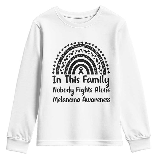 In This Family Nobody Fights Alone Youth Sweatshirt Melanoma Warrior Support