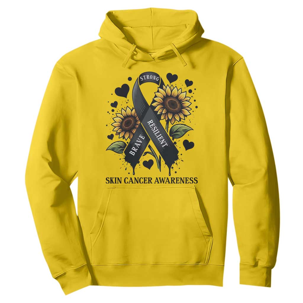 Sunflower Skin Cancer Support Hoodie Brave Strong Resilient