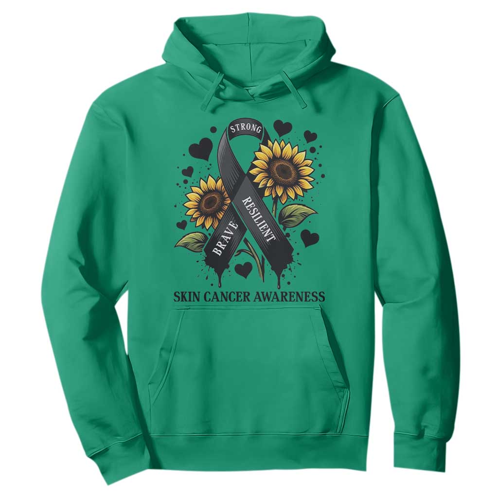 Sunflower Skin Cancer Support Hoodie Brave Strong Resilient
