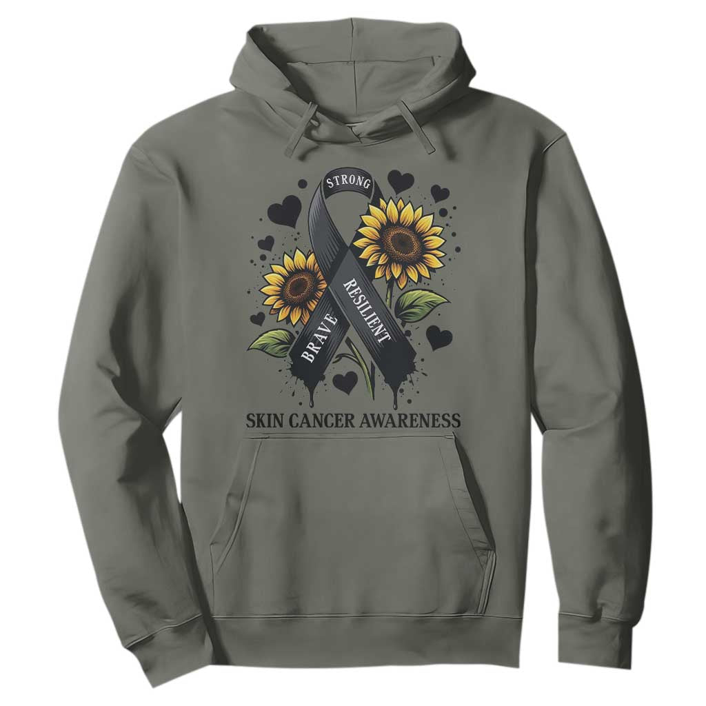 Sunflower Skin Cancer Support Hoodie Brave Strong Resilient