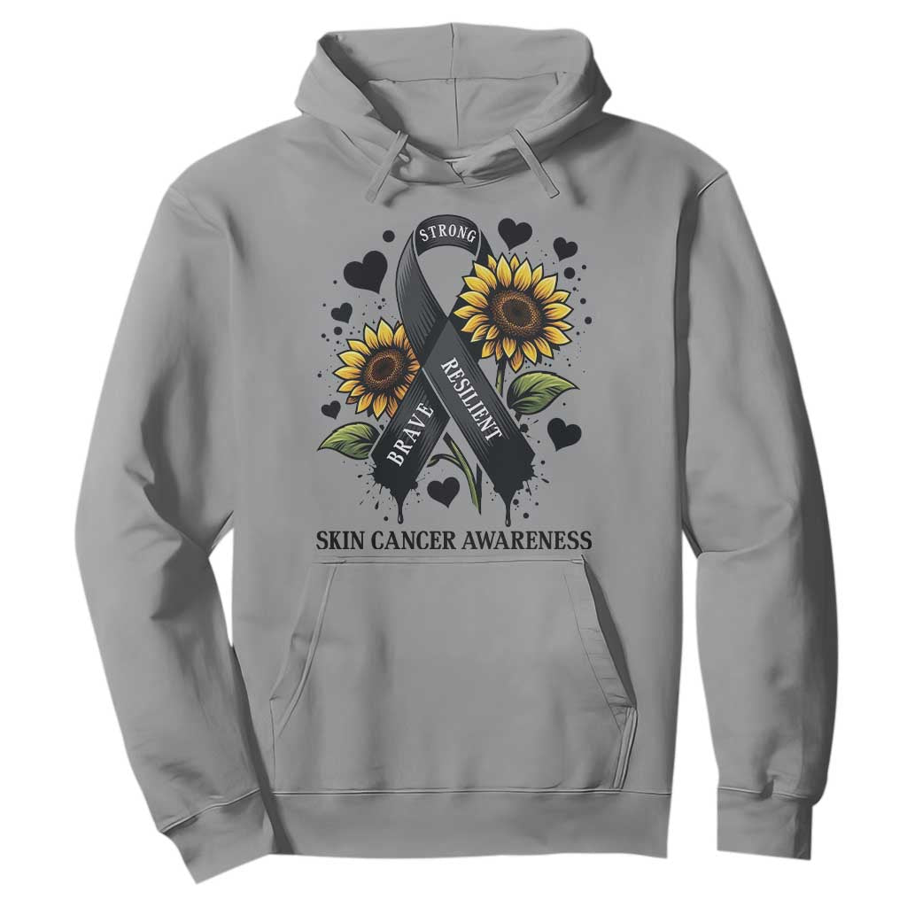 Sunflower Skin Cancer Support Hoodie Brave Strong Resilient